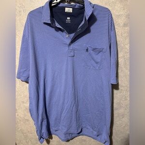 Johnnie-O Striped Polo Blue XXL Stretch Golf